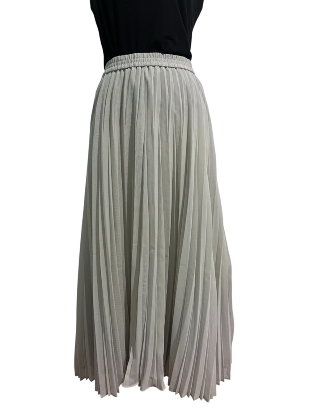Club Monaco Pleated Flowy Skirt Midi Elasticated Sage Green Size M New - Picture 8 of 12